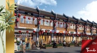 an artist's rendering of a chinese street