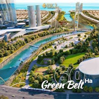 a rendering of a city with the words green belt ha